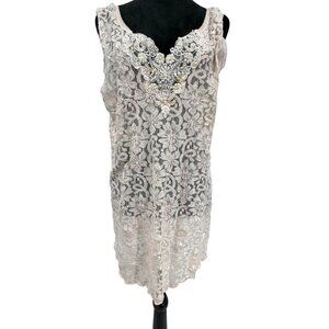 Vintage Intimate Moods Sheer Lace Nightie Beaded‎ Bridal L Bride Sweetheart Sexy